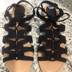 Esprit black lace up sandles, size 8.
